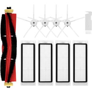 Replacement Spare Parts Compatible with Roborock E4, E5, S4, S4 Max, S5, S5 Max, S6, S6 MaxV Robotic Vacuum Cleaner Backup Kit with 1 Roller 4 Side Spin Brush 4 Hepa Filter Attachments NOT for Q5 (Combination Set)