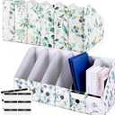 PerKoop 6 Pcs Magazine File Holder Foldable Decorative Cardboard File Folders 6 Patterns Floral Colored Magazine Rack with Printable Sticker Labels for School Office Home Desk (Eucalyptus Leaves)