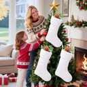 6 Pack White Christmas Stockings,20 Inch Snowy White Faux Fur Stockings Christmas,Xmas Stockings Hanging Stocking Christmas Decorations