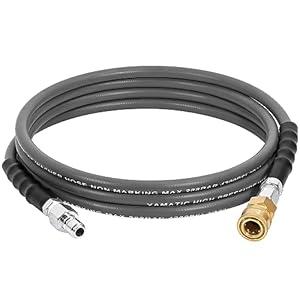 YAMATIC Pressure Washer Whip Hose 10ft, Hose Reel Connector Hose 3/ 8" for Power Washing with Swivel Quick Connect Jumper Hose Steel Wire Braided Rubber Jacket, 1/ 4 Inch