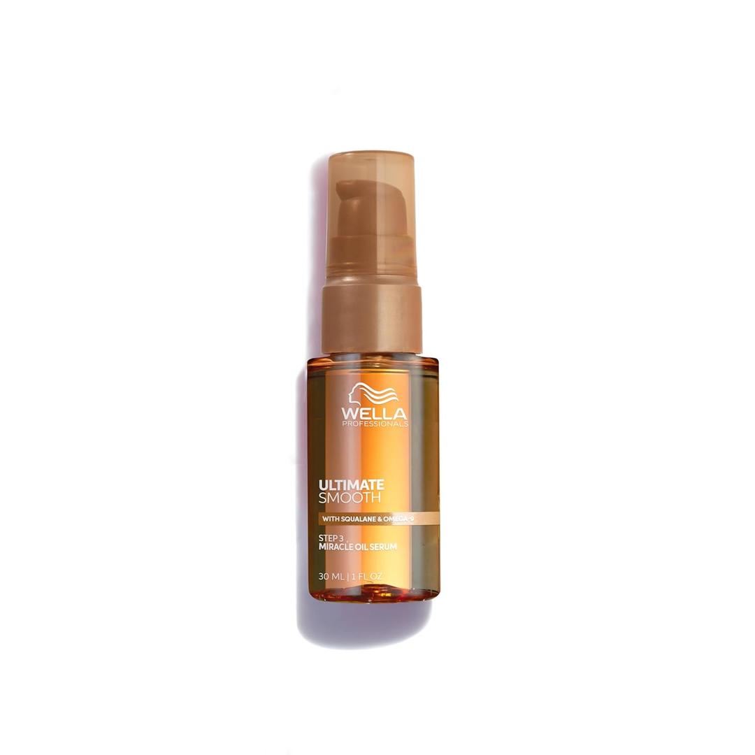 Wella Professionals ULTIMATE SMOOTH Miracle Oil Serum for Dry, Dull & Frizzy Hair | Nourishes, Smooths & Adds a Silky Shine | With Squalane & Omega 9 | Heat Protectant | Color Safe (1 Fl Oz (Pack of 1))