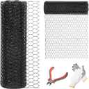 48'' x 50' Black Chicken Wire Fencing, 1 inch Chicken Wire and 19 Gauge Poultry Netting, Garden Mesh Fence Roll for Floral Arrangements/Crafts/Farm/Livestock/Pet Protection