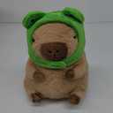 Cute Capybar Stuffed Animals with Wearable Toast headsetwear Capybar, Gifts for Kids (Frog hat)
