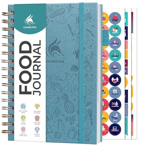 Clever Fox Food Journal Spiral - Daily Food Diary, Meal Prep Planner to Track Calories & Nutrients, Weight Loss Tracker Notebook (Aquamarine)
