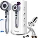 Original Drivse Filtered Shower Head with Ion Drops - High Pressure Shower Heads with 1 Replacement Filter, Detachable Handheld Showerhead with Long Flexible Hose Holder, Adjustable Bracket Showerhead