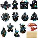 96pcs Christmas Scratch Papers, Christmas Magic Scratch Cards Ornaments Christmas Tree Snowman Scratch Creative DIY Hanging Craft Art Kits for Classroom Tree Decor (Style A)