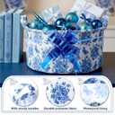 4 Pack Chinoiserie Gift Basket Blue and White Basket Empty with Gift Bag Ribbons Collapsible Decorative Storage Baskets Bin with Handles for Baby Shower Bachelorette Wedding