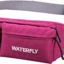 WATERFLY Fanny Pack Slim Soft Polyester Water Resistant Waist Bag Pack for Man Women Carrying iPhone 8 Samsung S6 (Rose Red)