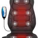 COMFIER Back Massager with Heat, Vibration Massage Seat Cushion with 8 Massage Nodes & 5 Modes, Adjustable Chair Massager Pad for Home Office, Heated Chair Pad,Gifts for Him Her (Jet Black)