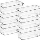 Ravinte 6 Pack Drawer Organizer - 3" X 6" Plastic Storage Bins, Acrylic Organizers with Non-Slip Pads Clear Desk Storage Tray for Makeup, Jewelries, Kitchen Utensils, Bathroom and Office