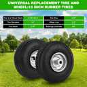 RRQ 10 Inch Pneumatic Wheel 4.10/3.50-4 Tire, 10" Pneumatic Wheels with 5/8" Bearings,2.2" Offset Hub for Garden Cart, Hand Truck, Lawn Cart, Mower (2 Pack)