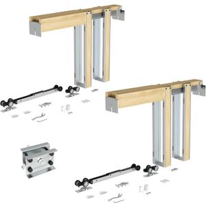 JUBEST Pack of 2 Pocket Door Frame Kits with 88LBS Two-Way Soft-Close Mechanism, Easy to Install Pocket Door Kit, for Double Door 48" to 72"x80", Durable and Stylish Hidden Door Kit, Smoothly and Quietly