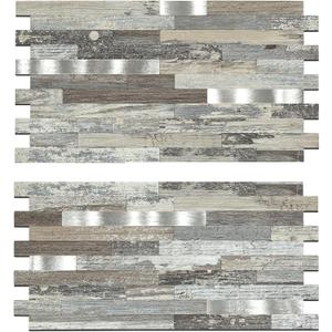 Midcard 20 Sheets Peel and Stick Backsplash PVC Wall Tile, for Kitchen Backsplash (Distressed Silvery Moon)