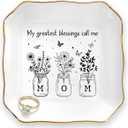 Mom Gifts from Daughters Son on Mother's Day - Birthday Gifts for Mom 2026, Unique Trinket Dish for Decor, Thank You Mother in Law Gift, Ceramic Jewelry Tray for Rings Earrings Keys