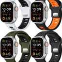 Odbeai 4 Pack Sport Bands Compatible with Apple Watch Ultra 2 3/Ultra Band,Compatible with Apple Watch Bands for Men 49mm 46mm 45mm 44mm 42mm,Silicone Strap for iWatch Bands Men Series SE 11 10 9 8-1
