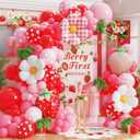Strawberry Balloon Arch Garland Kit, 146Pcs Strawberry Birthday Decorations Red Pink Balloons with Strawberry Daisy Foil Balloons for Sweet One Berry First Birthday Baby Shower Party Decorations