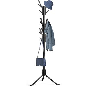 Simple Houseware Standing Coat and Hat Hanger Organizer Tree Shaped Rack for Entryway, Bedroom, and Hallway, 18 Hooks, Black