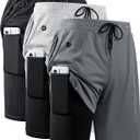 JWJ 3 Pack Men's 2 in 1 Workout Running Shorts 7 Inch Lightweight Athletic Gym Shorts with Compression Liner Black Dark Grey Light Grey L
