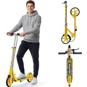 Scooters for Kids 8-12, Teens & Adults - Load 240 LBS, 8-Inch Wheels, Kick Scooter with Shock Absorption System, Hand Brake & Bell, 4 Adjustable Height Levels, Perfect for School, Commuting or Park