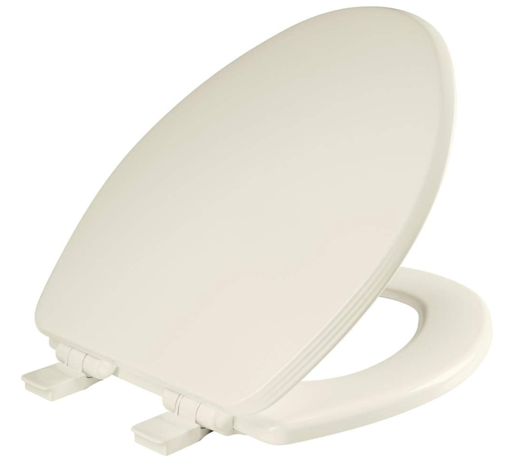 Bemis Ashland Modern Wood Toilet Seat with Decorative Edge, Slow Close, Secure Hinges, Made in USA, Elongated, Biscuit