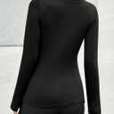 Fisoew Womens Long Sleeve T Shirts Crew Neck Basic Fall Fitted Tops Running Yoga Athletic Shirts with Thumb Hole (Black)