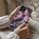 for iPhone 13 Pro Max Case Cute – Wireless Charging Compatible – Dual-Layer Shockproof Protection with Stylish Wildflower Design – Protective Cover for Women - Gothic Raven Purple Floral
