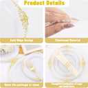 102PCS White and Gold Plastic Plates - Heavy Duty Gold Disposable Plates Include 51PCS 7.5inch Dessert Plates, 51PCS 10.25inch Dinner Plates for Wedding & Parties