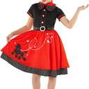 Morph Poodle Skirts For Girls Costume 50s Costume for Girls 1950s Poodle Skirt Costume Girls Poodle Skirt Costume Kids (Small)