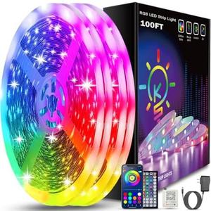 Keepsmile 100ft Led Strip Lights (2 Rolls of 50ft) Bluetooth Smart App Control Music Sync Color Changing RGB Led Light Strip with Remote,Led Lights for Bedroom Room Home Decor Party Festival Pack Of 2