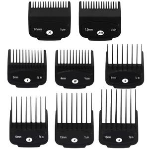 8 Pcs Magnetic Clipper Guards for most Wahl Hair Clippers  Cutting Lengths from 1/32" to 5/8" (0.5mm to 16mm)