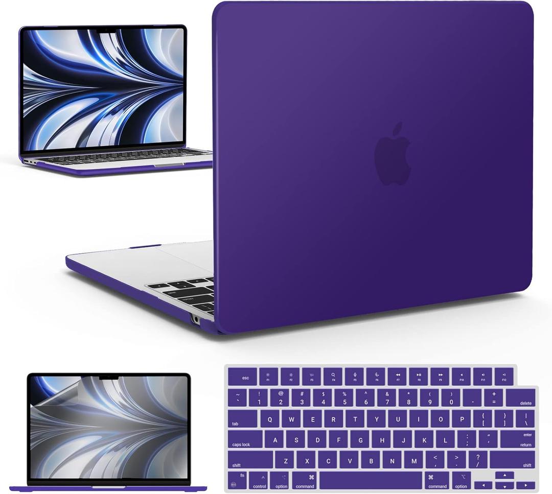 IBENZER MacBook Air 13 inch Case 2026 2025 2024 2023 2022 M4 A3240 M3 A3113 M2 A2681,Hardshell Case w/KeyboardCover ScreenFilm for MacBook air 13.6 inch case, Dark Purple, KK-UAPU+2A