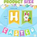 10 x OHOME Easter Decorations - Happy Easter Banner | Bunny Party Decorations for Indoor Outdoor Outside - Bunny Egg Garland for Front Door | Easter Backdrop Wreath for Window Wall - Easter Decor