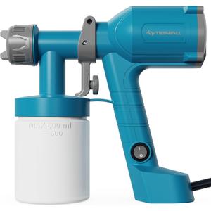 Tilswall HVLP Paint Sprayer, Ultra-Light Electric Spray Gun with 20 fl oz Detachable Cup, 2 Nozzles & 3 Patterns, Perfect for Furniture, Cabinets, Fence, Walls, Doors, Garden & DIY, Blue