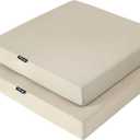 Favoyard Patio Chair Cushions 20 x 20 x 3 Inch Waterproof Outdoor Seat Cushions for Patio Furniture 3-Year Color Fastness Garden Sofa Couch Chair Pads with Handle & Adjustable Straps Set of 2, Beige
