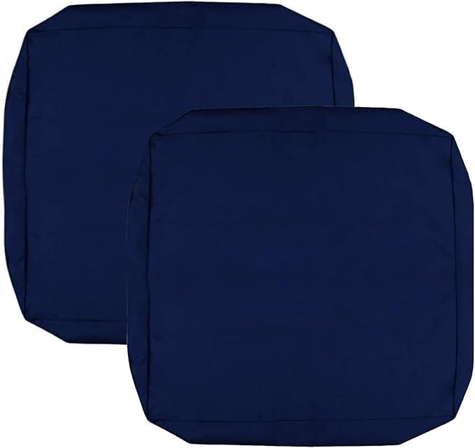 FLYMEI Patio Cushion Covers 25x25x6 Waterproof Outdoor Cushion Cover Replacement 2Packs Outdoor Seat Cushion Slipcover for Rattan Chair Sofa, Navy Blue