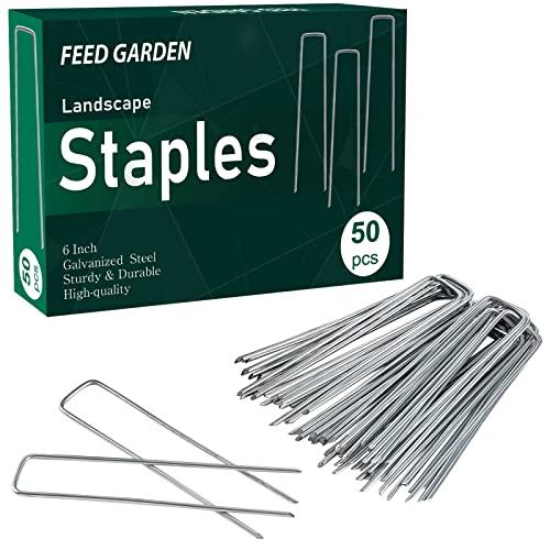 FEED GARDEN Galvanized Landscape Staples 6 Inch 50 Pack