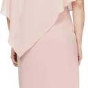 S.L. Fashions Women's Short Chiffon Beaded Capelet Dress  (Pink, L)