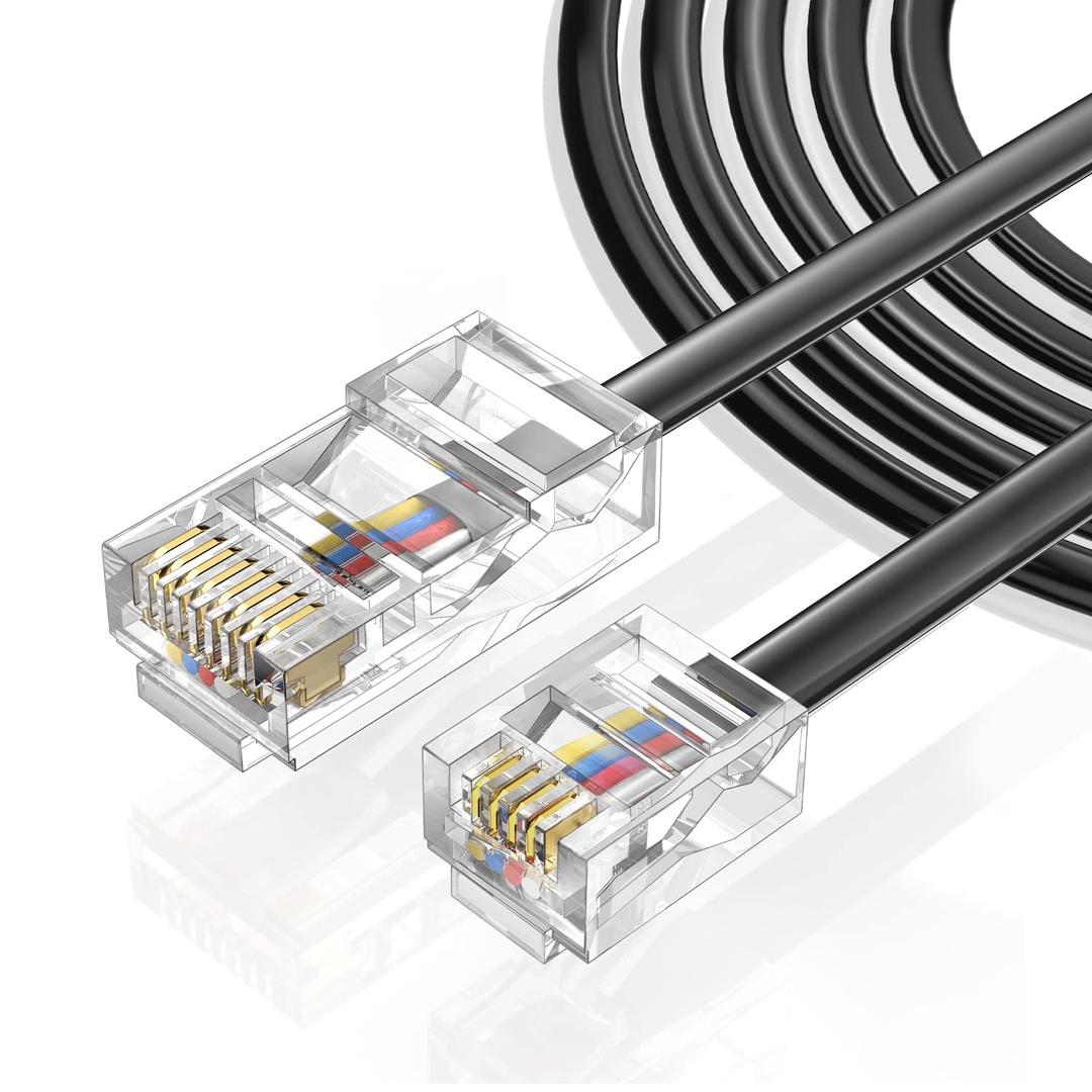 Vthahaby Telephone line(3 Pack 6.6 FT) RJ45 to RJ11 Adapter Converter Cable 6ft RJ45 8P4C Male to RJ11 6P4C Male for Landline Telephone Service for Extending, Connecting for Fax or Answering Machine