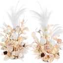 Ling's Moment Christmas Decor, 41" Tall Fall Free Standing Artificial Flowers Arrangements 2pcs Wedding Arch Altar Stage Decorations White Beige for Ceremony Reception Rose Fake Floral Party