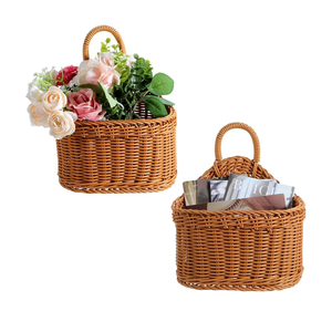 2 Pcs Hanging Storage Baskets, Wall Decorative Storage Basket Potato Garlic Onion Pantry Baskets Woven Washable Decorative Basket Kitchen Bin for Kitchen, Living Room