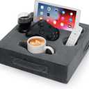 STBoo Couch Cup Holder Pillow - Sofa Drink Cup Holder Cozy Buddy | Bed Caddy Organizer Holds Remote, Snacks, Phones, Tablet | Waterproof Anti-Spill Sofa Beverage Tray for Car, Beach, RV, Boat (Grey) (Gray)