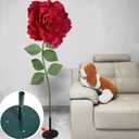 Giant Red Rose with Stem and Base Huge Artificial Flowers for Wedding Background, Party Decoration, Birthday Party, Photography Props, Shop Window Props, Banquet, Stage, Mall Display