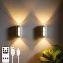 Motion Sensor Wall Light, Rechargeable Wireless Sconce Set of 2, Wireless No Hardwire 3CCT Wall Lamps, Magnetic Battery Operated Indoor Lighting for Hallway, Stairs, Bedroom, Bathroom, Closet Decor