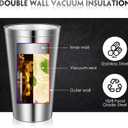 Zopeal Stainless Steel Cups 16 Oz, Double Wall Vacuum Pint Cup Tumbler, Stackable Metal Unbreakable Drinking Glasses for Home and Outdoor (Silver,4 Pcs)