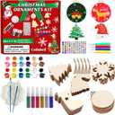 Collabell Christmas Wooden Painting Craft Kit, Paint Your Own Xmas Ornaments, Unfinished Wood Slices Christmas Crafts for Kids Adults, Art and Craft Supplies for Christmas Tree Hanging Decorations (red)