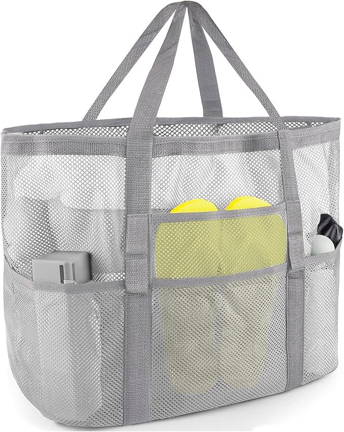 SRISE Mesh Beach Bag - Large Tote Bag for Family, Toys & Vacation Essentials