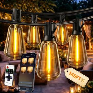 Ecoeve Permanent Outdoor Lights for House,140ft RGB+IC Lights with 16 Million Colors & 50 Scene Modes, App/Remote Control, IP67 Waterproof, DIY Music Sync, for Christmas, Holiday & Party Decor