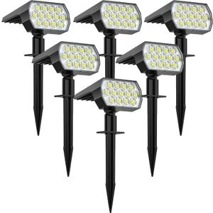 WELALO Solar Spot Lights Outdoor, [6 Pack/65 LED/3 Modes] 2-in-1 Solar Landscape Spotlights, Solar Powered Security Lights, IP68 Waterproof Wall Lights for Walkway Yard Garden Driveway(Cool White)
