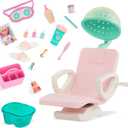 Glitter Girls  14-Inch Doll Accessories  Salon Chair & Styling Playset  Hooded Hair Dryer, Foot Bath, Pretend Nail Polish  3+ Years Childrens Toys