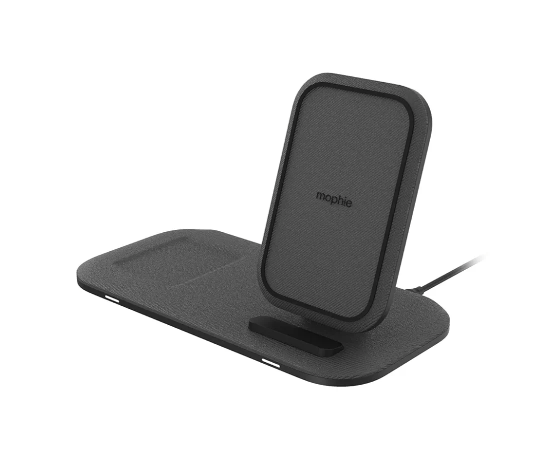mophie Wireless Charging Stand+ Wireless Charging Stand and pad with USB-A Port. for AirPods, Apple Watch, iPhone, Samsung Galaxy, Qi-Enabled Devices